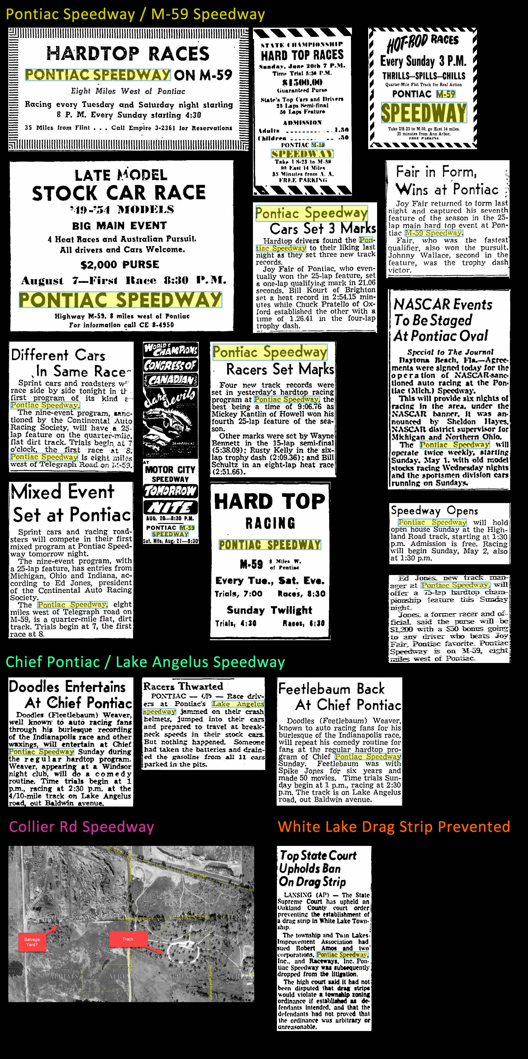 Collier Road Speedway - 1953-1955 Ads For Oak County Speedways